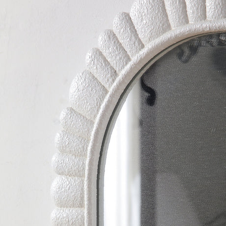 Cream White Petal Oval Wall Mirror | Catchy
