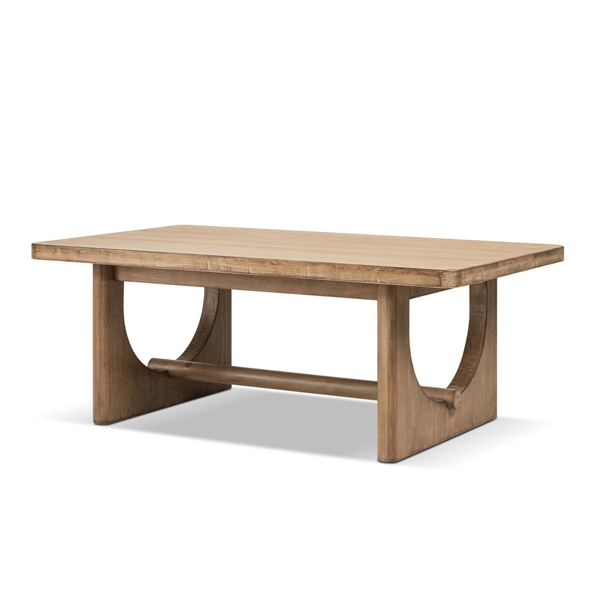 Turnkey Coffee Table with Trestle Base, Antique Natural Brown Reclaimed Pine - OROA Modern Furniture