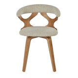 Oatmeal Fabric Swivel Dining Chair with Whitewashed Wood — front view