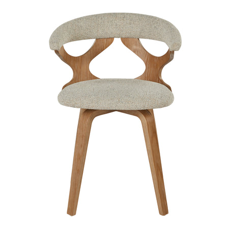 Oatmeal Fabric Swivel Dining Chair with Whitewashed Wood — front view
