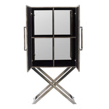Modern Cabinet - Wood & Silver Finish