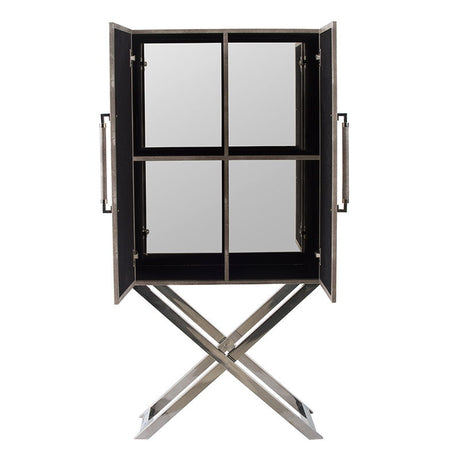 Modern Cabinet - Wood & Silver Finish