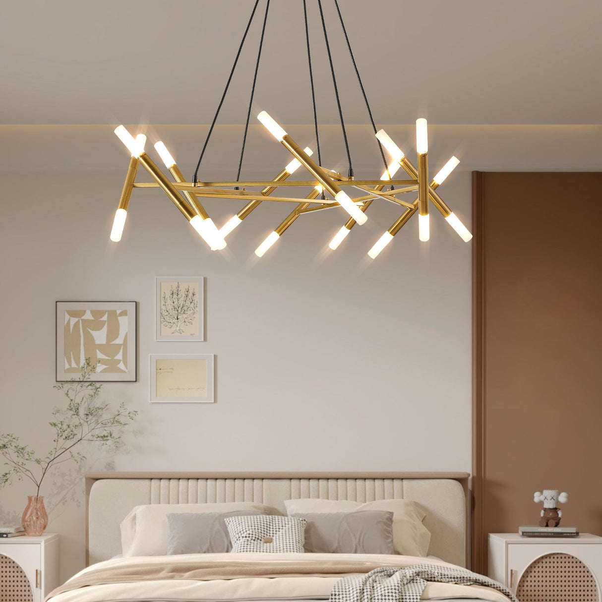 Golden Modern Chandelier Light Fixture with Branch Design