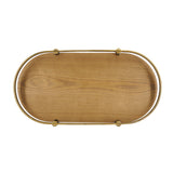 Oval Ash Veneer and Metal Trays — top view of brass-trimmed tray