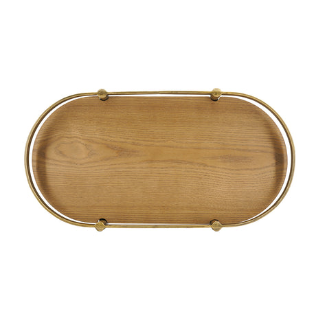 Oval Ash Veneer and Metal Trays — top view of brass-trimmed tray
