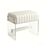 White Channel-Tufted Acrylic Vanity Stool | Catchy