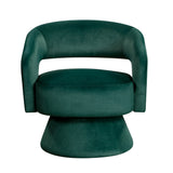 Emerald Green Compact Velvet Swivel Chair – OROA, view 2
