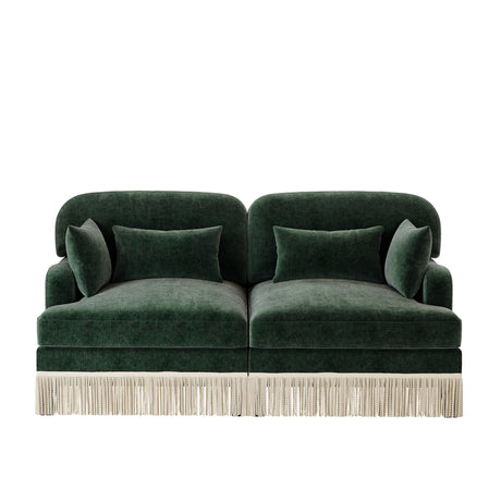 Green Chenille Tassel Loveseat – OROA, view 1