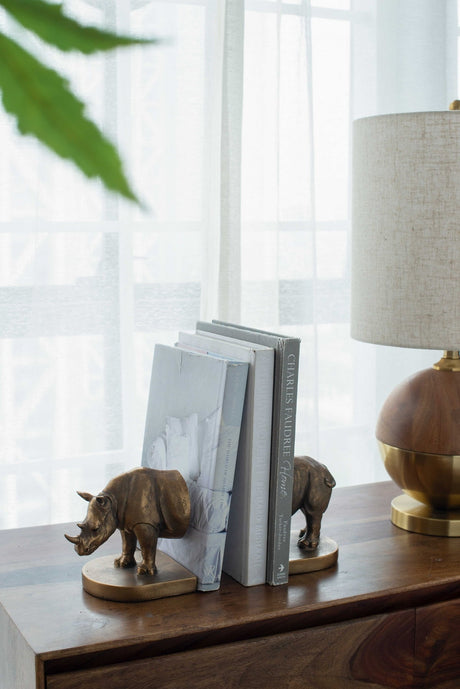 Rhino Bronze tone Bookends