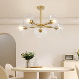 Modern Gold 5-Light Sputnik Chandelier with Clear Glass Shades