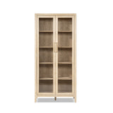 Marlowe Glass Door Display Cabinet, Brushed White Reclaimed Pine - OROA Modern Furniture