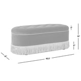 Melindaa - Oval Tufted Bullion Fringe Storage Bench