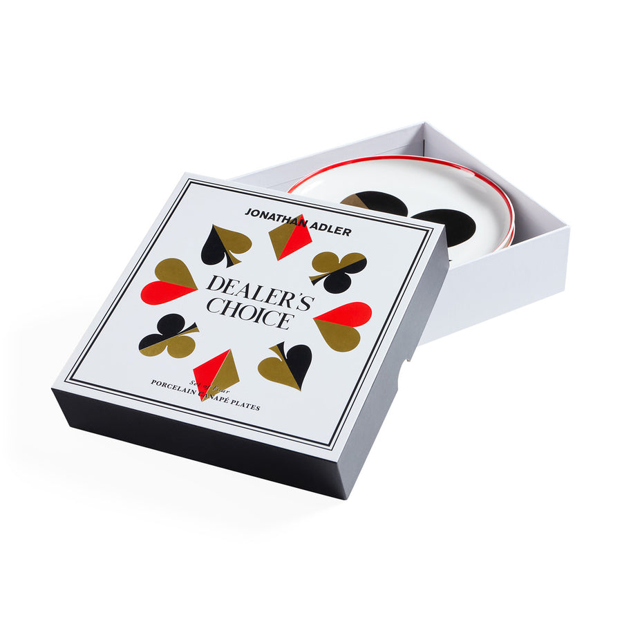 Card Motif Porcelain Plate Set (4) | Jonathan Adler Dealer's Choice) | Oroa.com