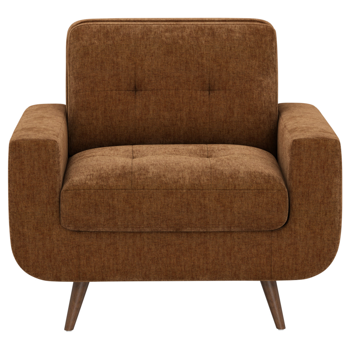 Russet Upholstered Chair, Orange and Dark Brown Polyester - OROA Modern Furniture
