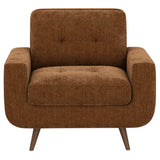 Russet Upholstered Chair, Orange and Dark Brown Polyester - OROA Modern Furniture