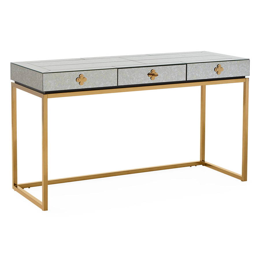 Antiqued Mirror 3-Drawer Desk | Jonathan Adler Delphine | Oroa.com
