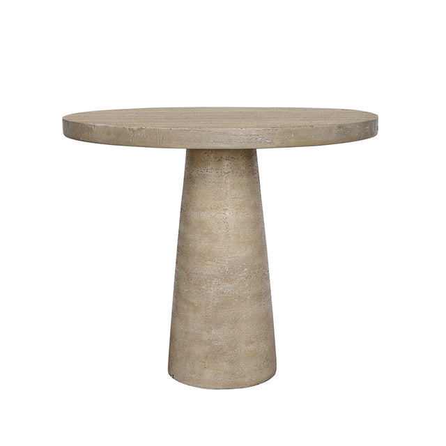 Textured Cream Round Pedestal Dining Table – OROA, view 1