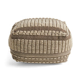 Rustic Wool And Cotton Large Pouf, Handcrafted Tufted Design
