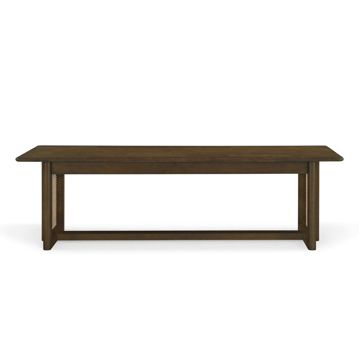 Walnut and Rattan Dining Bench