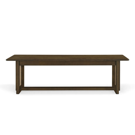 Walnut and Rattan Dining Bench