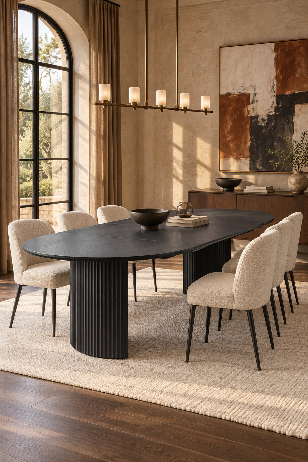 Matte Black Expandable Oval Dining Table | OROA