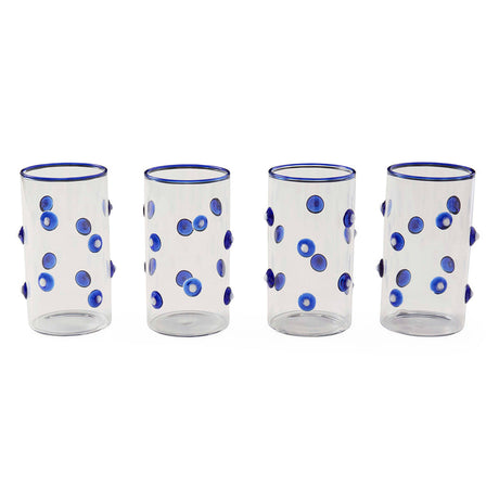 Blue Dotted Glassware Set (4) | Jonathan Adler Dottie Highball | Oroa.com
