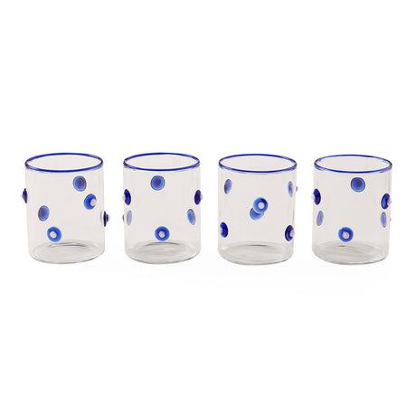 Blue Rimmed Glassware Set (4) | Jonathan Adler Dottie Rocks | Oroa.com