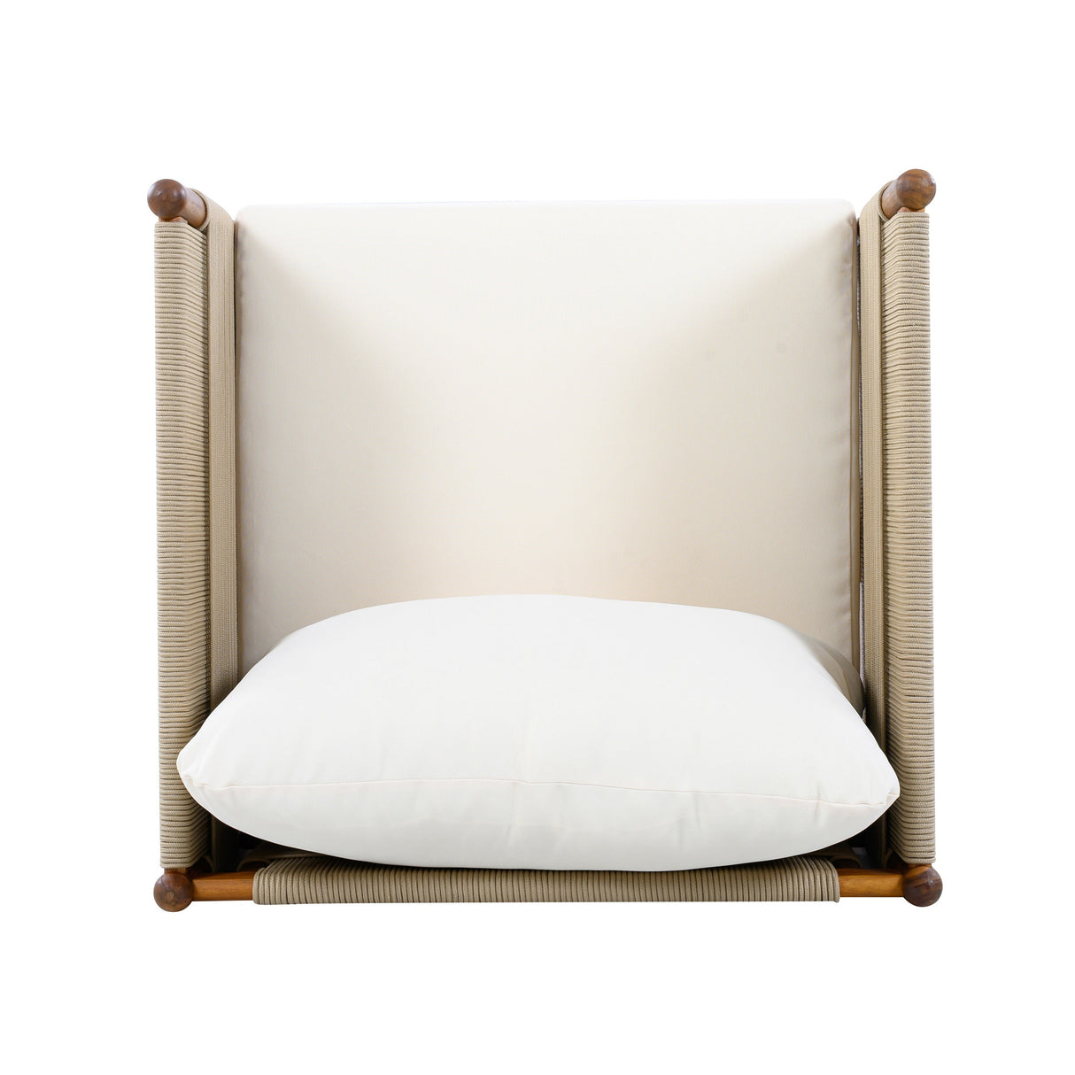 Teak, Outdoor Acacia Wood Club Chair with Diamond Rope Weave & Cushions