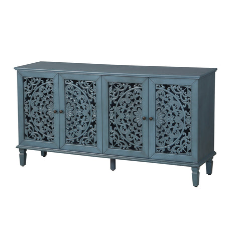 Antique Buffet Cabinet with Floral Carvings - OROA