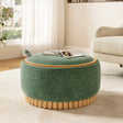 Green Chenille Storage Ottoman with Reversible Tray | Catchy