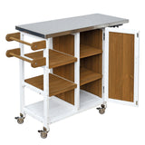 Foldable Outdoor Kitchen Island Patio Prep Station - White