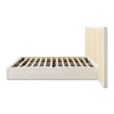 Capri Extended Headboard Cane Platform Bed, Antique White Polyester - OROA Online Furniture