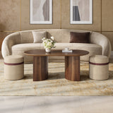 Walnut Oval Coffee Table with Two Nesting Stools | Catchy