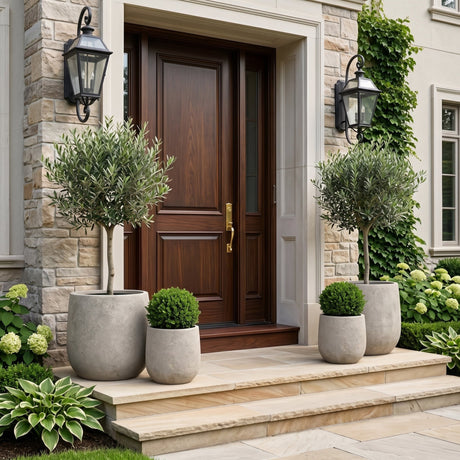Round Concrete Planter (S/2) - Antique Grey