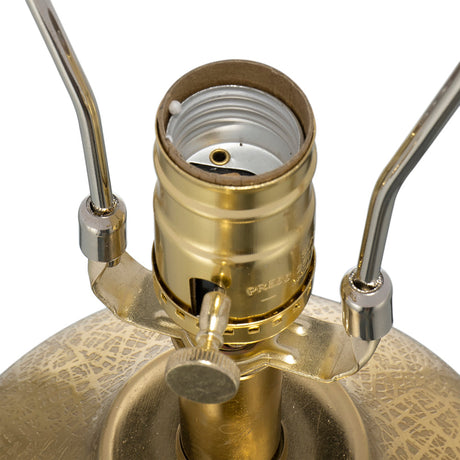 Round Aluminum Sheet Gold Table Lamp with White Fabric Shade