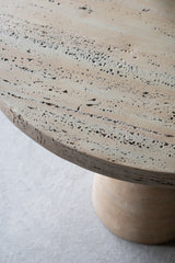 Textured Cream Round Pedestal Dining Table – OROA, view 3