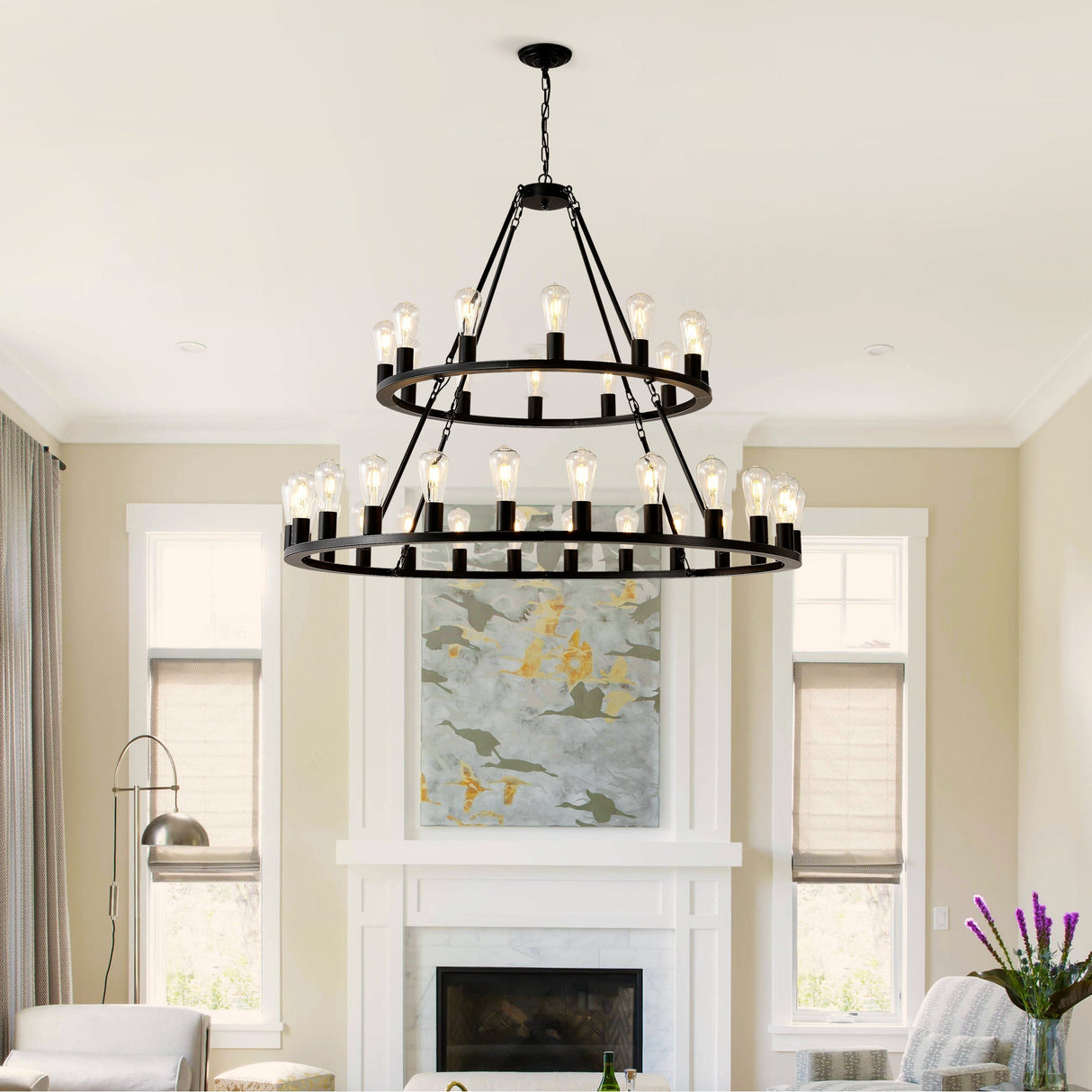 Black Wagon Wheel Chandelier - OROA