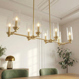 Island With Clear Ribbed Pendant Lamp Satin - Antique Brass - OROA
