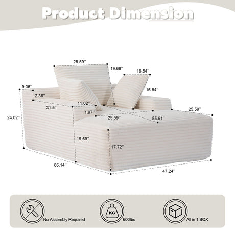 Oversized Chaise Lounge Chair White Summer - OROA
