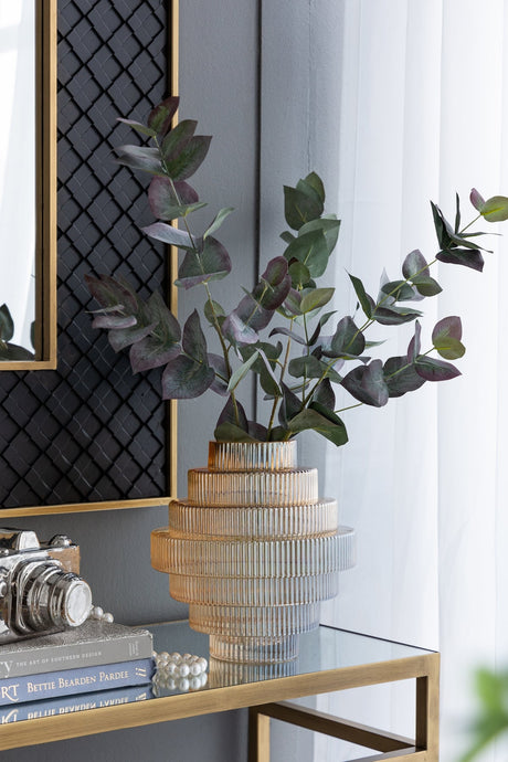 Tiered Geometric Amber Luster Clear Vase