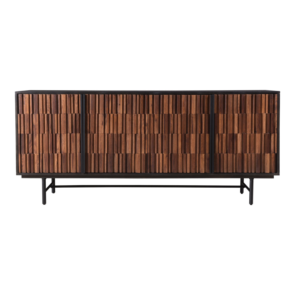 Wooden sideboard with a geometric pattern