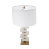 White and Gold Alabaster Slab Table Lamp