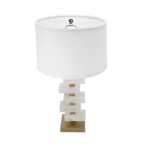 White and Gold Alabaster Slab Table Lamp