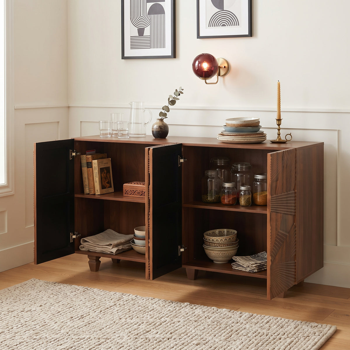 Brown Woven Pattern Sideboard 59 Inch – OROA, view 6