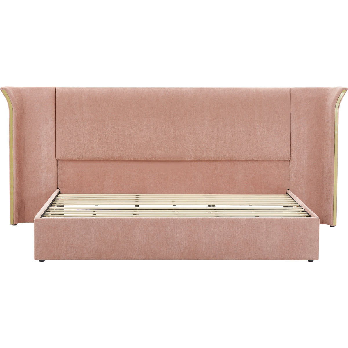 Pink Chenille Wingback King Bed – OROA, view 4