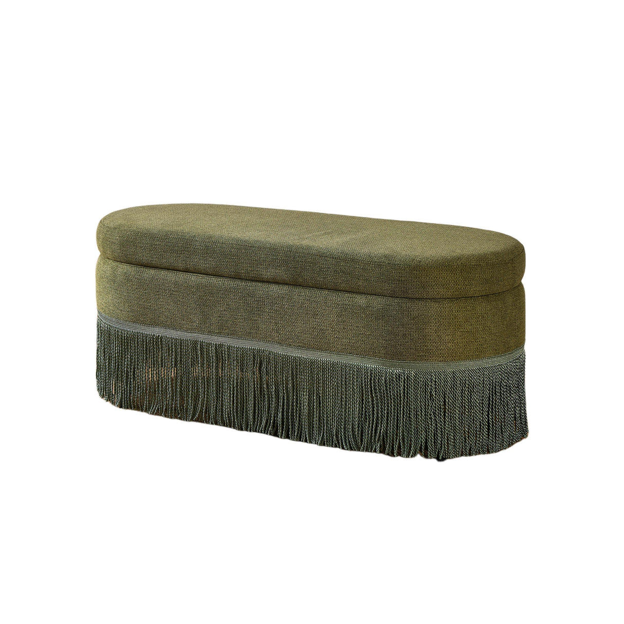 Green Tassel Storage Ottoman Bench | OROA