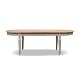 Colette Reclaimed Pine Oval Dining Table, Antique Natural Brown Top and Blue-Grey Base - OROA Modern Furniture