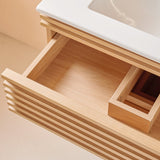 Wall Mounted Floating Single Vanity Cabinet with Ceramic Top - OROA