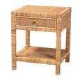 Rattan and Mahogany One Drawer Nightstand – OROA, view 2