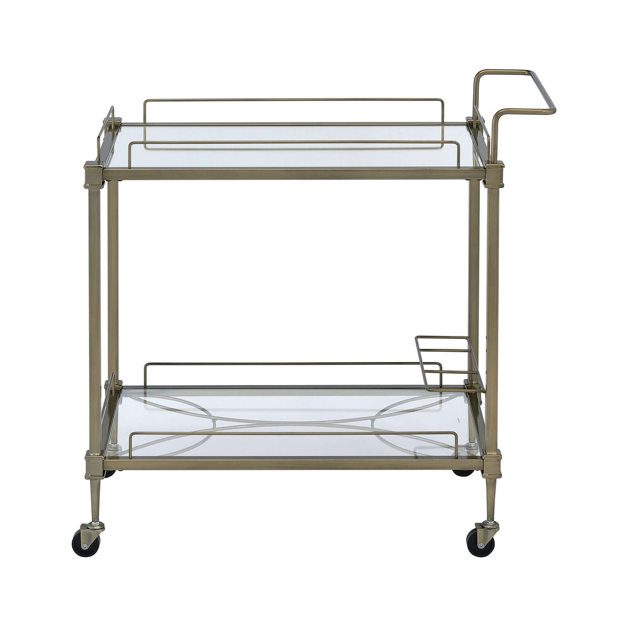 Antique Mirrored Brass Serving Cart - OROA